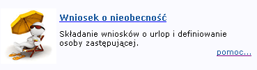 A. Wskazanie zastępującego Opis kroku: W tym kroku opisano sposób wywołania funkcjonalności wnioskowania o urlop wypoczynkowy w portalu (A.