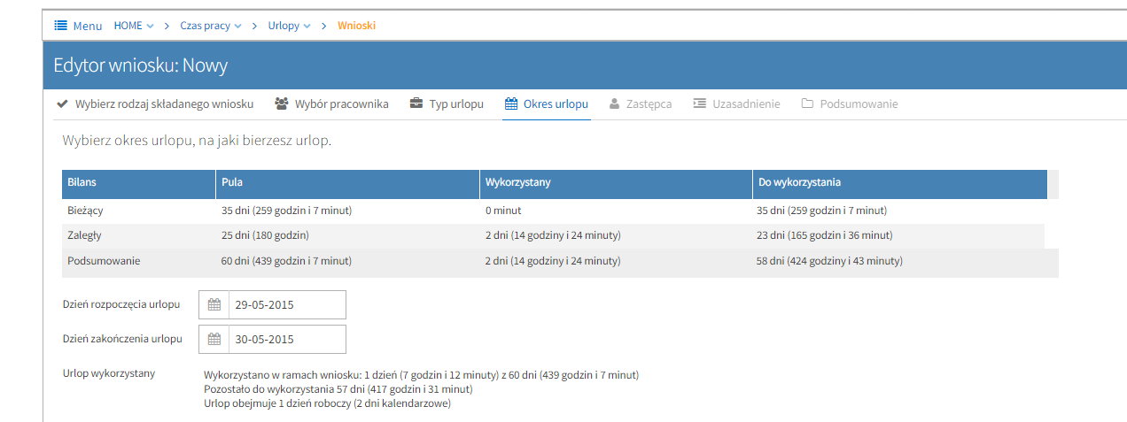 Nieco mylące może się wydawać rozpisywanie urlopu na godziny i minuty. Jednak ma to znaczenie, na przykład dla osób zatrudnionych w niepełnym wymiarze czasu.