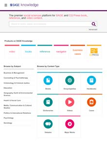 SAGE Recommends Platforma SAGE Knowledge oferuje dostęp do innowacyjnego narzędzia SAGE Recommends, które podaje propozycje innych zasobów udostępnianych na wszystkich czterech naszych platformach: