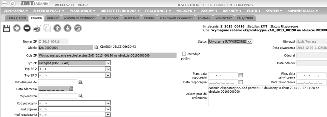 obsługowego w ramach systemu ZMT. Celem przeprowadzonych badań było potwierdzenie możliwości wspomagania ww.