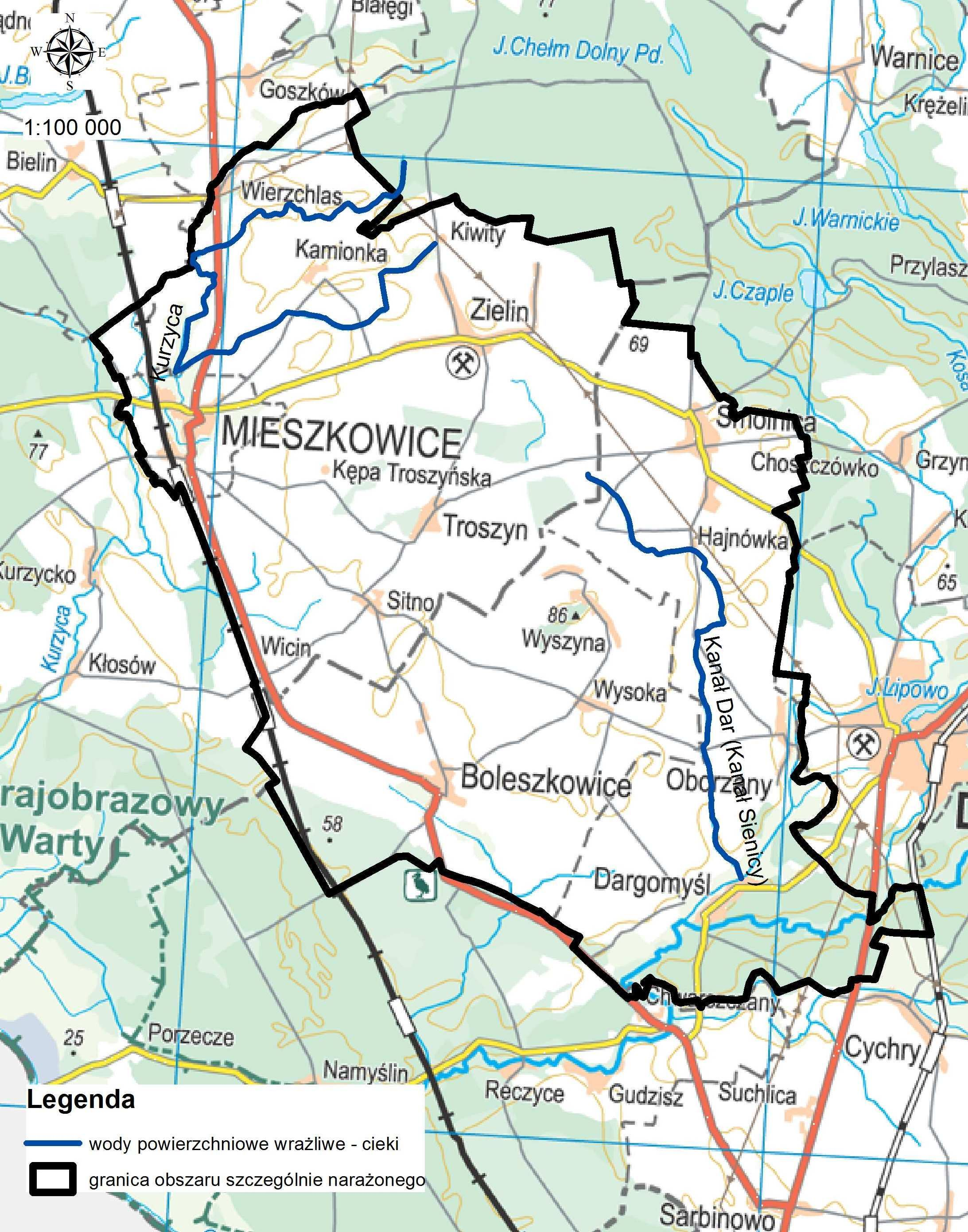 Załącznik Nr 2 do Rozporządzenia Nr 5/2015 Mapa poglądowa wód wrażliwych i obszaru