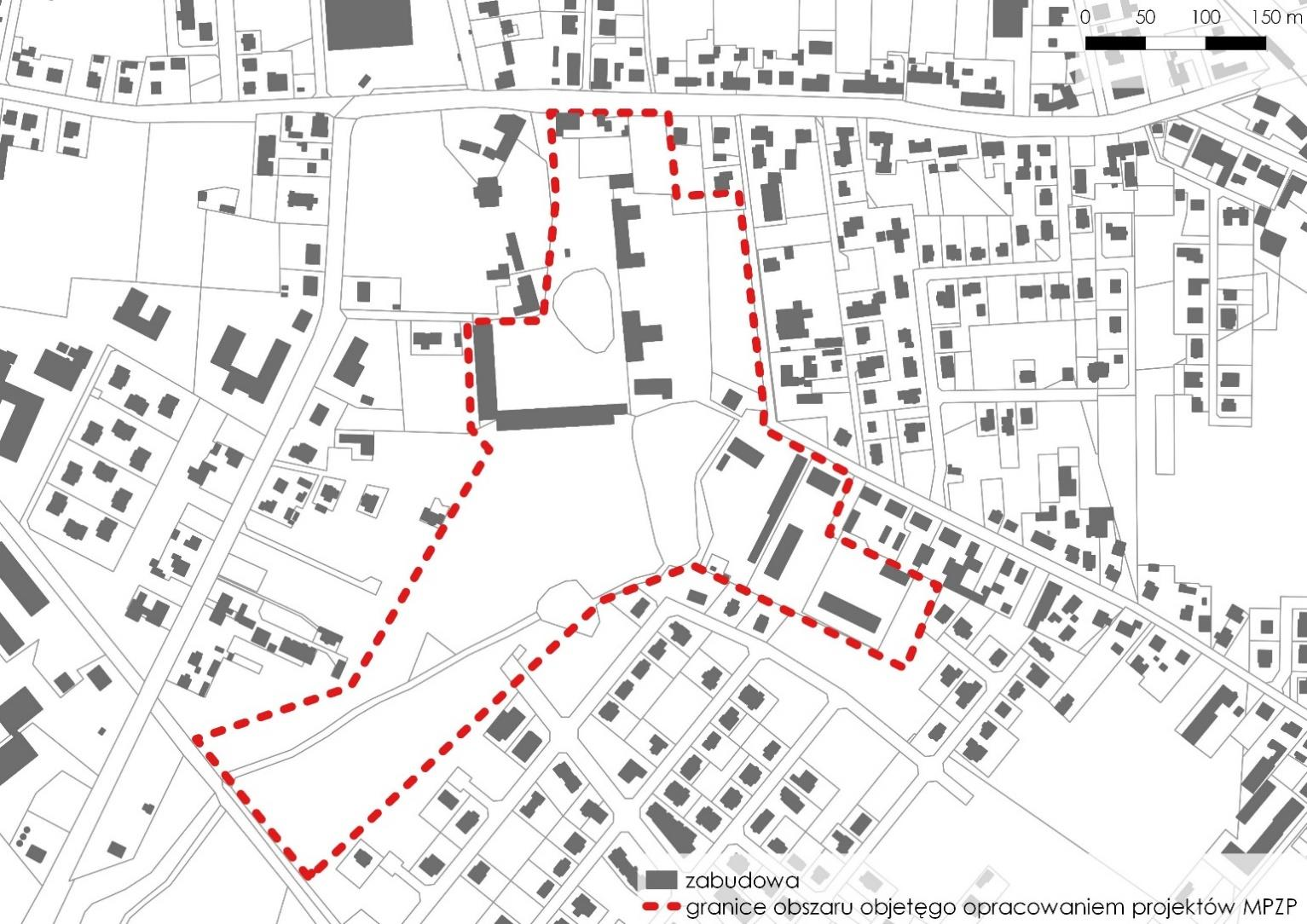 Ryc. 3. Obszar Centrum Rokietnicy objęty projektami MPZP Obszar MPZP zlokalizowany jest w części centralnej gminy, mieszczącej się między ul. Trakt Napoleoński i ul. Szkolną.