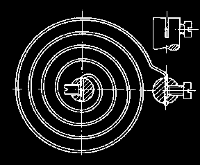Sprężyny spiralne Sztywno utwierdzony koniec zewnętrzny Kąt skręcenia sprężyny, czyli kąt obrotu wałka do którego zamocowano wewnętrzny koniec sprężyny, wynosi: M E L J 12 M L 3 E b g L