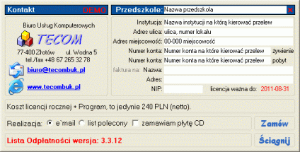 Inne przyciski. Działania przycisku Zakończ nie trzeba chyba wyjaśniać - kliknięcie kończy działanie programu. W prawym, górnym narożniku okna programu znajduje się ikona.