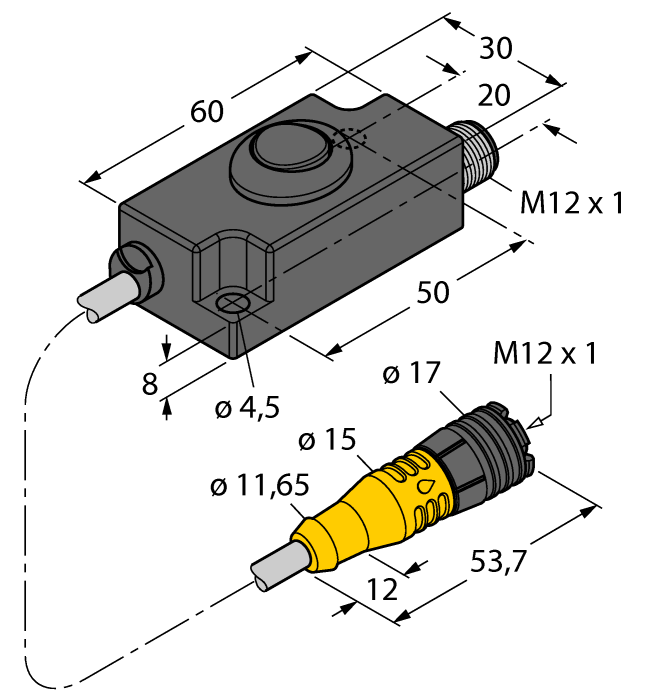 TX1-Q20L60 6967114 Adapter uczący dla indukcyjnych enkoderów, czujników przemieszczenia liniowego i kątowego oraz czujników