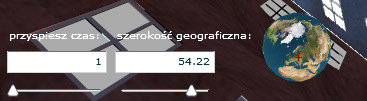 północnego. Animowana ikona obok suwaka przedstawia kulę ziemską, z wartością szerokości geograficznej zaznaczoną czerwonym krzyżykiem. (Rys. 2.10.