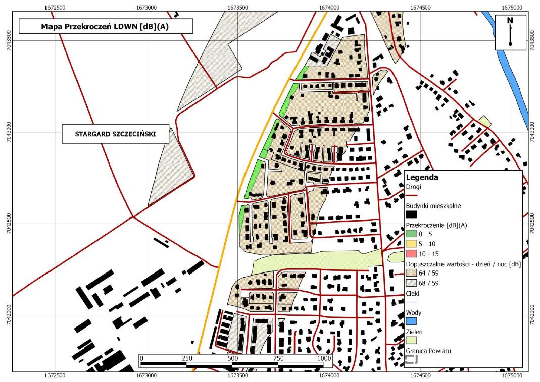 Ryc. 10 Przekroczenia dopuszczalnych poziomów hałasu drogowego punkt 2 Źródło: Program ochrony środowiska przed hałasem dla województwa zachodniopomorskiego, 2014 W 2015 roku Generalna Dyrekcja Dróg