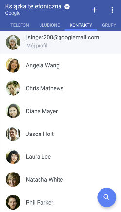 119 Kontakty Kontakty Twoja lista kontaktów Aplikacja Kontakty wyświetla wszystkie kontakty z telefonu HTC Desire 650 i z kont online, w których użytkownik jest zalogowany.