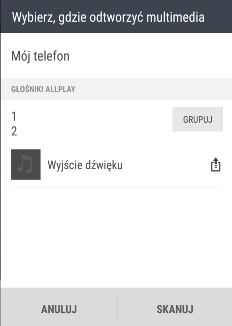 144 Udostępnianie w sieci bezprzewodowej Przesyłanie strumieniowe muzyki do głośników z obsługą inteligentnej platformy multimedialnej Qualcomm AllPlay Przed rozpoczęciem należy upewnić się, że