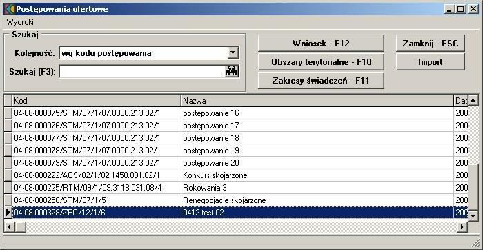 Import definicji postępowania ZPO lub POZ 8 Import definicji postępowania ZPO lub POZ W celu zaimportowania definicji postępowania konkursowego świadczeń ZPO lub POZ należy z głównego okna aplikacji