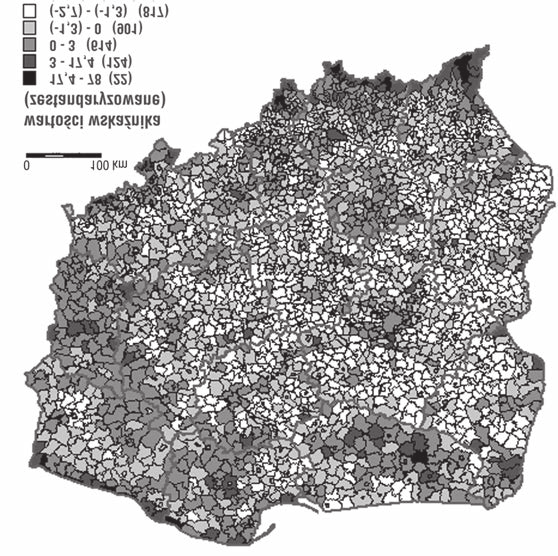 Gmina turystyczna ujęcie metodologiczno-metodyczne 31 każdej gminy w Polsce, co pozwoliło na pokazanie zróżnicowania poziomu rozwoju funkcji turystycznej w całym kraju.