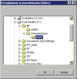 Polecenia menu programu Symfonia FK 31 Wczytywanie i odświeżanie danych Rys. 2-3 Okno Przeglądanie w poszukiwaniu folderu.