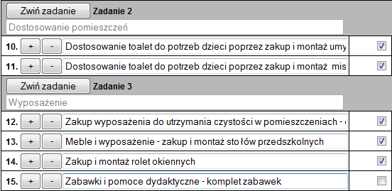 Szczegółowy budżet projektu Beneficjent nie jest zobowiązany do realizacji wszystkich zadań lub wydatków