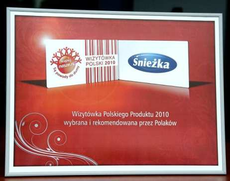 Śnieżka Wizytówką Polskiego Produktu 2010 Śnieżka znalazła się wśród najbardziej polecanych za granicą polskich produktów - takich, które Polacy uważają za powód do dumy, którymi możemy się chwalić i