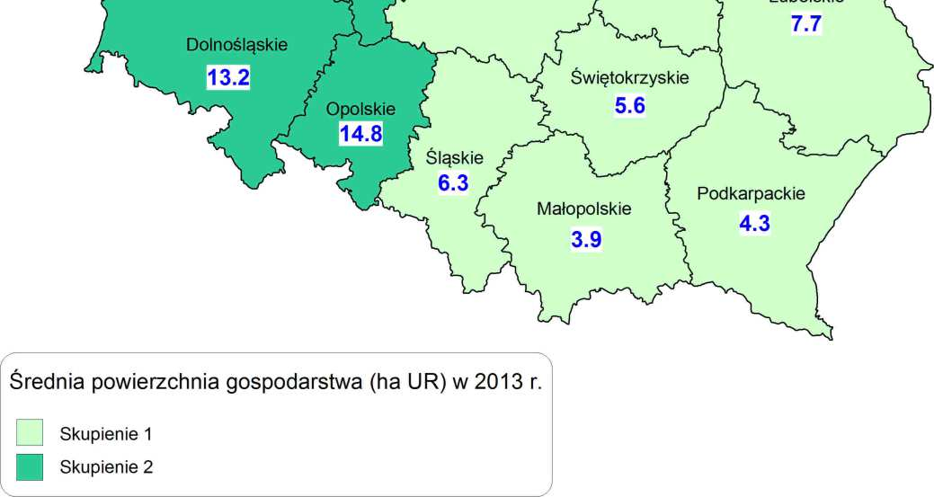 Polska 9,5 ha UR Źródło: