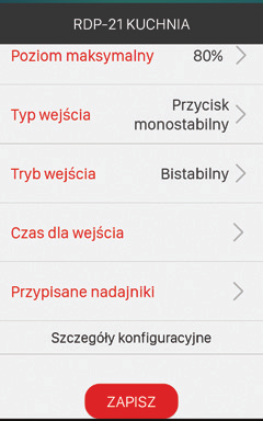 FUNKCJONALNOŚĆ WEJŚCIA IN Wejście IN służy do przewodowego sterowania ściemniaczem RDP-21. Jest ono w pełni konfigurowalne z poziomu aplikacji mobilnej exta life.