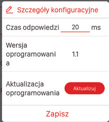 Po jego naciśnięciu wysyłana jest informacja do kontrolera, który wprowadza odbiornik w tryb aktualizacji oprogramowania (nie jest wówczas możliwe sterowanie i konfigurowanie odbiornika).