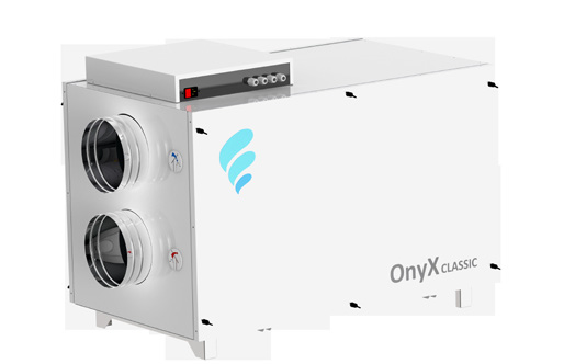OnyX CLASSIC 550 Informacje ogólne Maksymalny strumień powietrza [m 3 /h] 700 Grubość ścianek [mm] 30 Masa [kg] 74 Napięcie znamionowe [V] 230V AC/50Hz Sprawność temperaturowa odzysku ciepła [%] 85