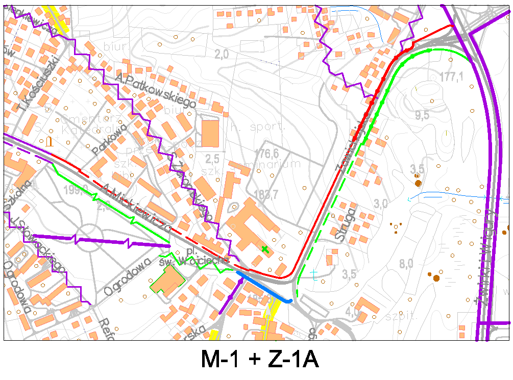 Mickiewicza zawsze tylko jednokrotnie rowerzysta będzie musiał przekroczyć jezdnię.