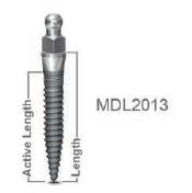 IMPLANTY MDL (wszystkie implanty są dostarczane wraz zatrzaskiem metalowym z o-ringiem) Długość* 10mm MDL średnica 2,0 mm, powłoka OSSEAN MDL2010 11.