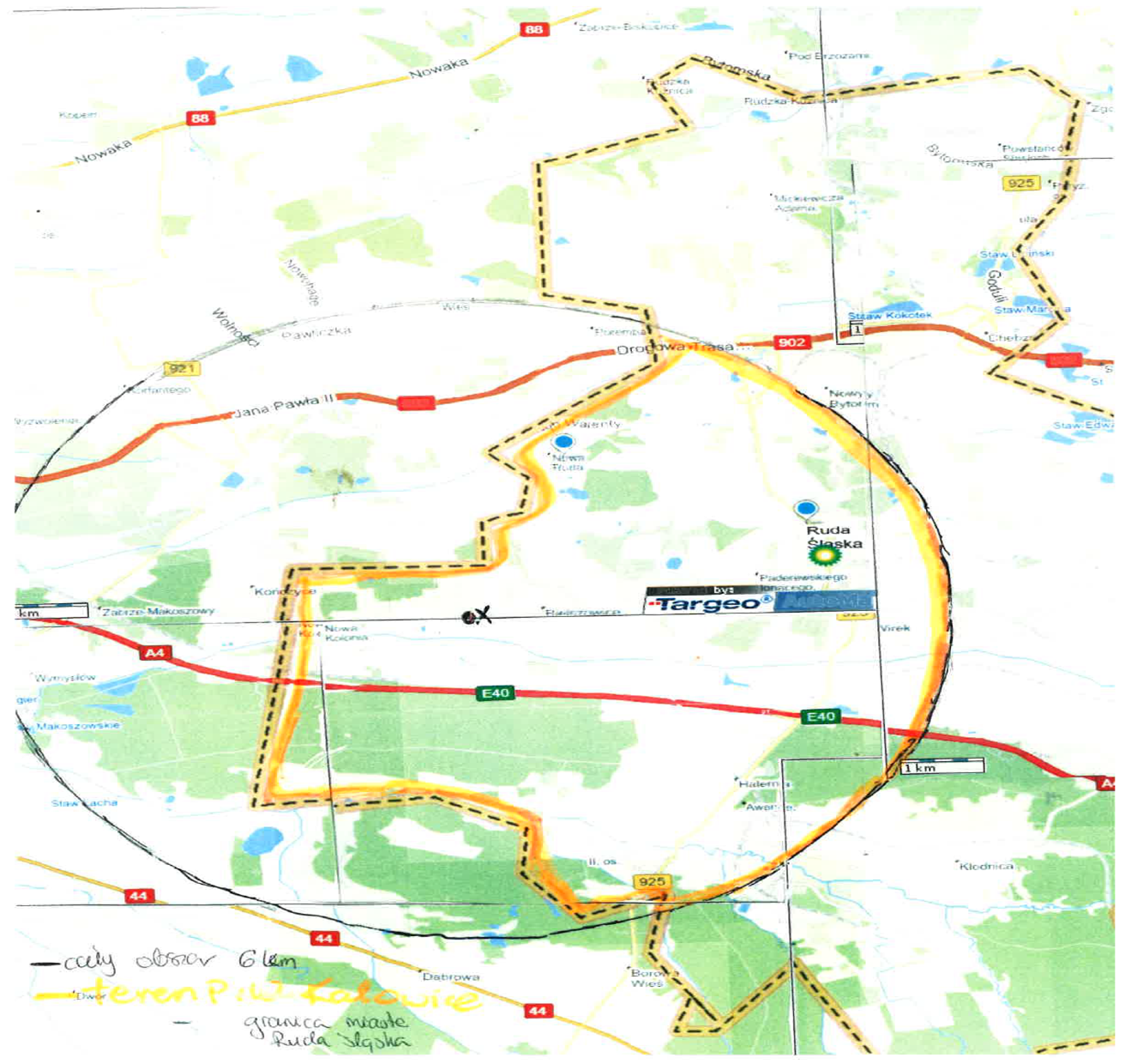 Załącznik Nr 1 do Rozporządzenia Nr 4/16 Wojewody Śląskiego Mapa obszaru zapowietrzonego - obszar