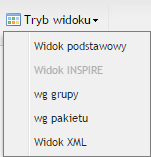 5.4 Tryby widoku Istnieje możliwość wybrania różnych trybów widoku podglądu wyszukanych metadanych.