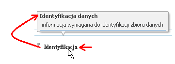 Elementy metadanych typu gmd to cała gałąź elementów xml-a. To, co dokładnie wchodzi w daną gałąź xml, definiuje norma ISO. Puste zakładki wynikają z braków informacji w dokumencie metadanych.