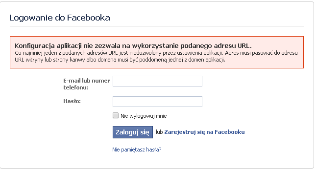 Logowanie do portalu Facebook: Po zalogowaniu do portalu, użytkownik udostępnia