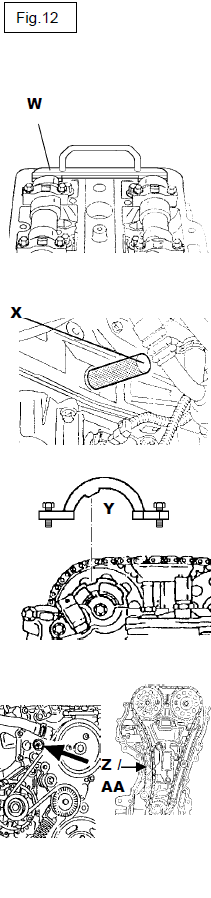 Ustawienie silnika Corsa, Agila Eco Tec 1,0 12v Eco Tec/X12XE 1,2 16 v Prawidłowe ustawienie silnika jest uzyskane, gdy pierwszy cylinder znajduje się w GPZ, a kaŝde z narzędzi moŝe być idealnie