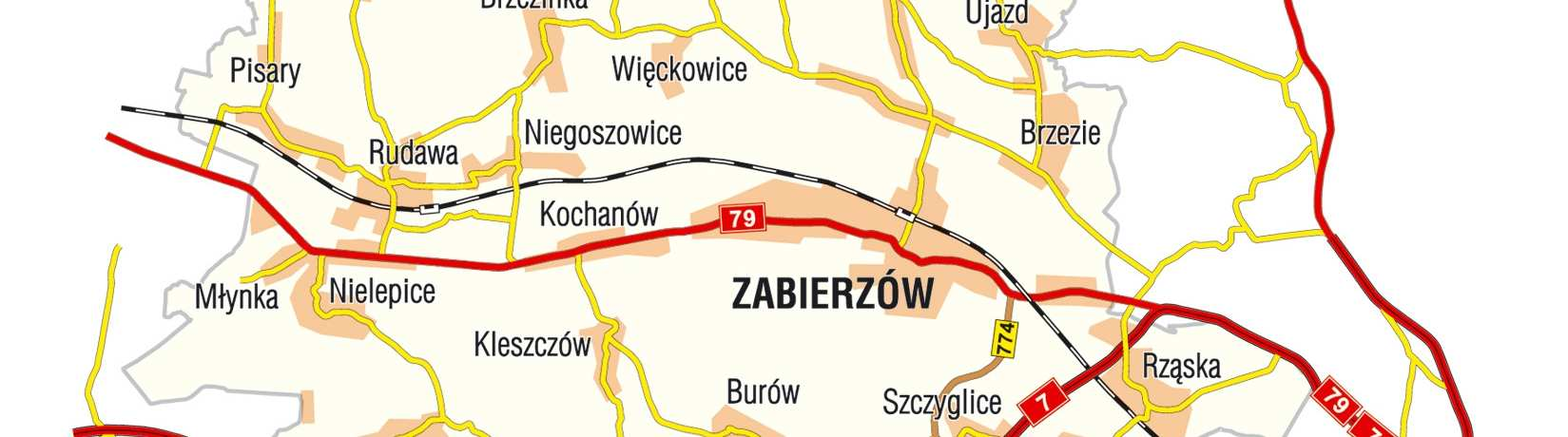 małopolskiego i zachodniej części powiatu krakowskiego, graniczącej z: - miastem Kraków (od południowego wschodu), - gminą