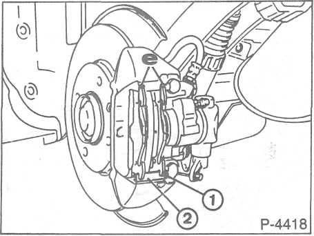 Demontaż i montaż klocków ciernych tylnych hamulców tarczowych Dotyczy tylko samochodów GTI 120/128 KM (obudowa zaciskacza BENDIX seria IV G) Przed zamontowaniem klocków ciernych sprawdzić pal cami