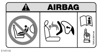 Ten symbol, umieszczony na środkowym słupku drzwi pasażera, ostrzega przed montażem fotelika dziecięcego ustawionego tyłem do kierunku jazdy na fotelu pasażera, jeżeli pojazd jest wyposażony w