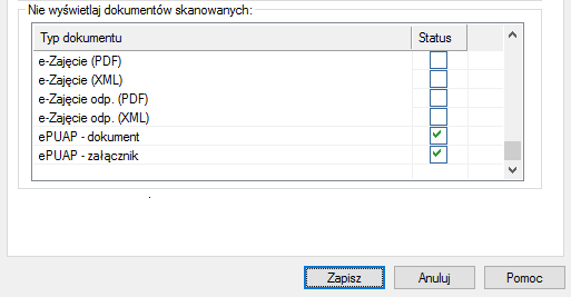 RYSUNEK 31. ZAKŁADKA KONFIGURACJA KONFIGURACJA PROGRAMU KONFIGURACJA SKANÓW - OPCJA ADNOTACJA O ZBIEGU 1.10.