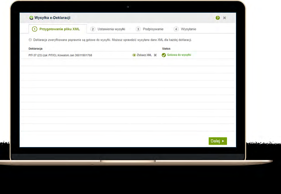 KROK Jeśli Twoja deklaracja jest gotowa, przejdź dalej.