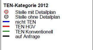 LEEDS LEEDS Przykład z Niemiec TEN-Kategorie 2012 Stelle mit Detailplan Stelle ohne Detaiplan Nicht TEN TEN HGV TEN Konventionell auf Anfrage Kategoria TEN2012 Miejsce z planem szczegółowym Miejsce