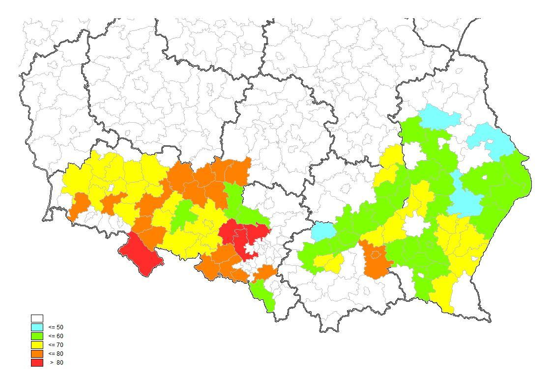 Wyniki skupu wg powiatów