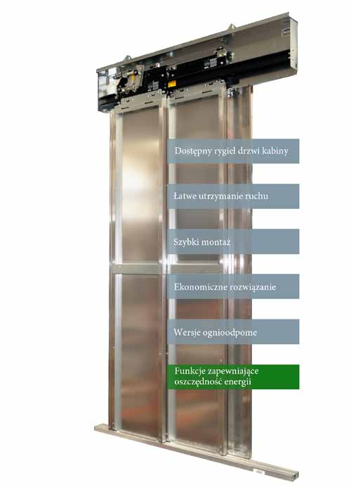 Dostępne w wersji dwupanelowej teleskopowej drzwi 2000 C-CUBIC do kabin i szybów mogą być łączone z innymi liniami produktów Sematic,
