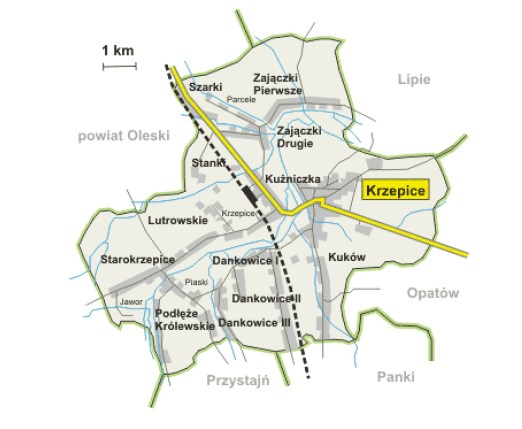 5. Charakterystyka stanu istniejącego 5.1.Charakterystyka gminy Gmina Krzepice położona jest w północno zachodniej części powiatu kłobuckiego w województwie śląskim.