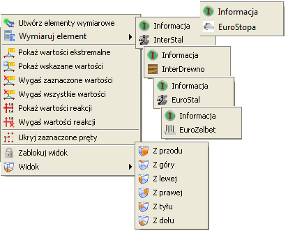 Podstawy Funkcje kopiowania, przesuwania i odsuwania, dostępne na prawym klawiszu myszki, kopiują, przesuwają lub odsuwają zaznaczone elementy w następujący sposób: pręty, jeśli zaznaczone są tyko