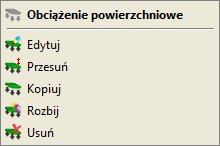 Obciążenia układu Znaczniki takie są również dostępne dla każdej listy prętów obciążenia powierzchniowego, co pozwala szybko zadać kilka obciążeń powierzchniowych dla tej samej listy prętów. Rys. 7.