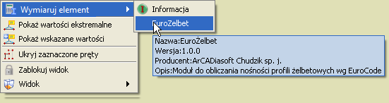 Program sprawdza nośność dla następujących typów przekrojów prętów: dwuteowniki walcowane, połówki dwuteowników walcowanych, teowniki walcowane, ceowniki walcowane, kątowniki równoramienne i