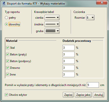 Analiza wyników elementu wymiarowego zbudowanego ze względu na ugięcia względne (i wówczas sprawdzać dla niego jedynie ugięcia względne).