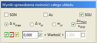 Ponieważ przy obliczaniu statyki układów z cięgnami obwiednia nie jest liczona, nie jest też na nią wykonywane wymiarowanie.