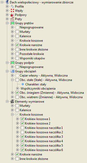 Instalowanie i uruchamianie programu w drzewie projektu układane są kolejno tak, jak zostały wprowadzone do projektu, a w przypadku elementów numerowanych, takich jak pręty lub węzły, ułożone są