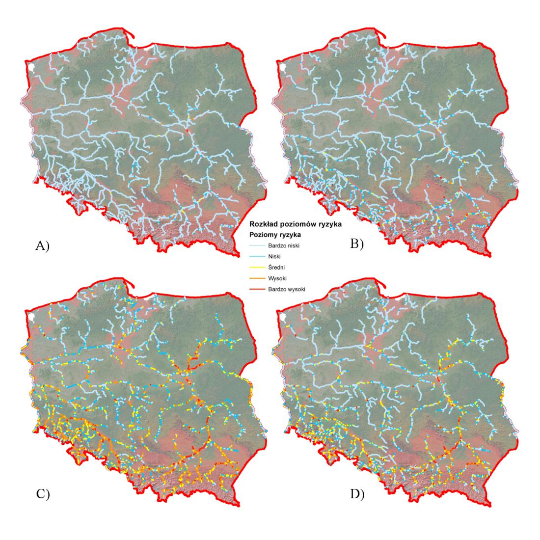 Prezentacja rozkładu ryzyka powodziowego w Polsce z zastosowaniem klasyfikacji 211 Rys. 9.