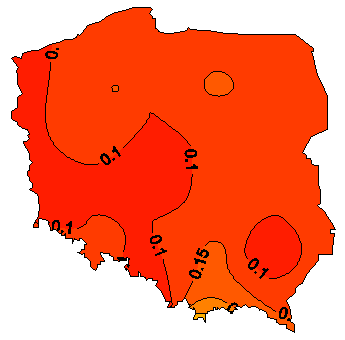 Udział czasu możliwego wykorzystania free-coolingu w instalacjach chłodniczych pracujących w cyklu sezonowym, wariant I parametry czynnika chłodniczego 10/15 C Rys. 13.