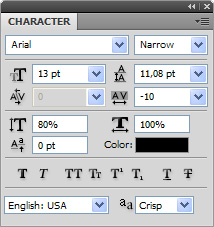 Na palecie Typografia (Character) możemy dopasować