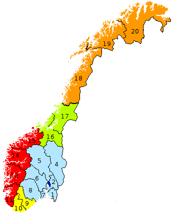 REGIONY NORWEGII - ZADANIA LANDSDELER I NORGE -