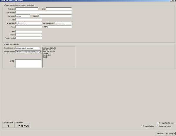 Aby zlecenie zostało zaakceptowane musisz wypełnić wszystkie pola. Jeśli zalogowałeś się do serwisu twoje dane zostaną automatycznie pobrane.