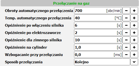 Gazu Wybór rodzaju zamontowanego czujnika temperatury gazu. Czujnik w zestawie 10kohm Rys.